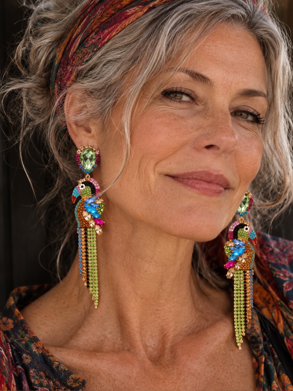 🦜 Lily Luxe Parrot Beaded Statement Earrings 🦜